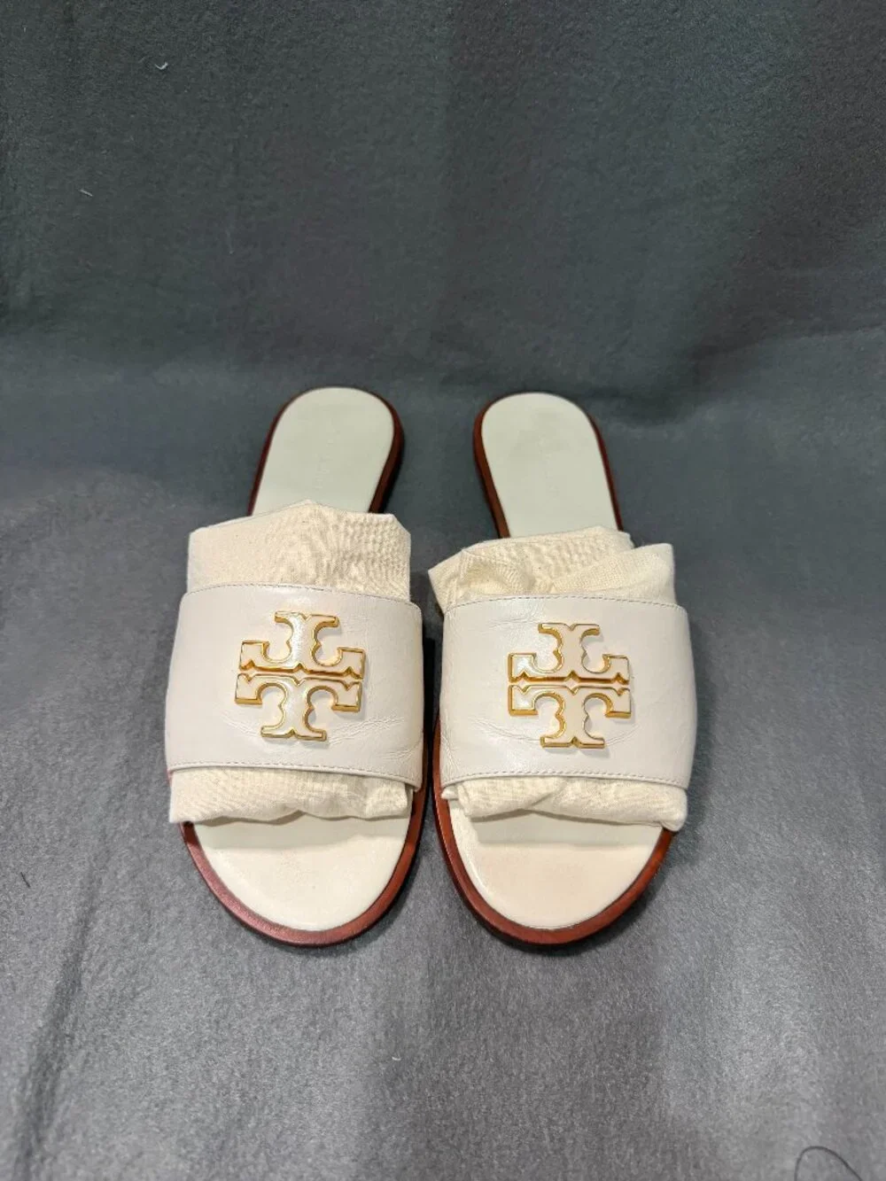 Tory Burch Cream White Everly Slide Sandal
